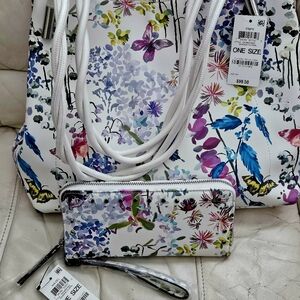 I.N.C. Trippi Floral Large Tote Bag & Matching Hazel Zip-around     Wallet Set